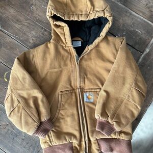 Carhartt Tan Hooded Jacket with Ribbed Cuffs
